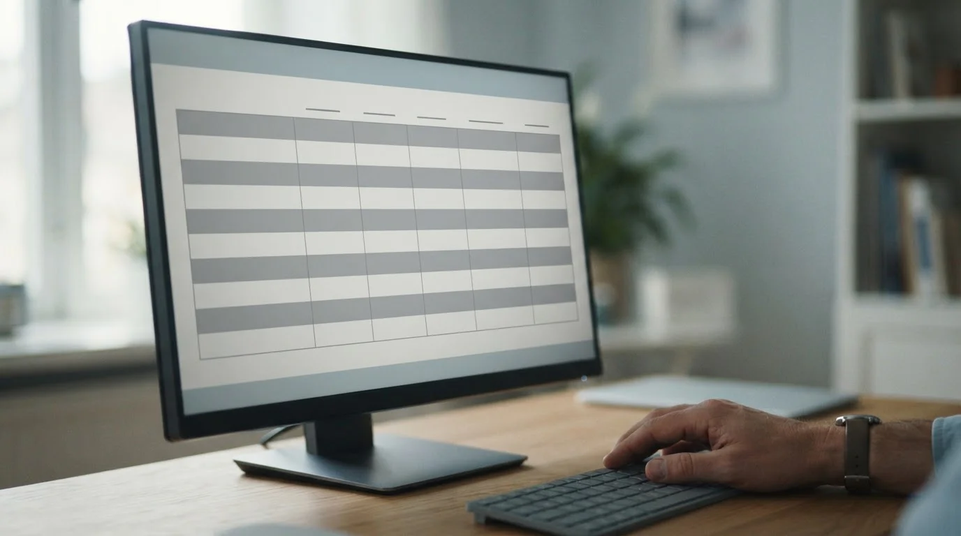 Vergleichstabelle auf einem Monitor mit neutralen Zeilen und Spalten
