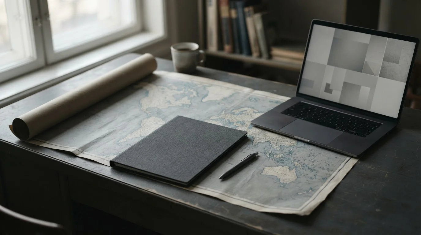 Weltkarte und Laptop mit neutralem Formular symbolisieren Auslandszahlungen ohne deutsche Aufsicht