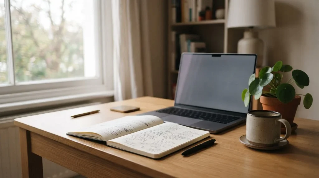 Ruhiger Schreibtisch mit Notizen zu Wettanbietern nach dem Paylado-Aus