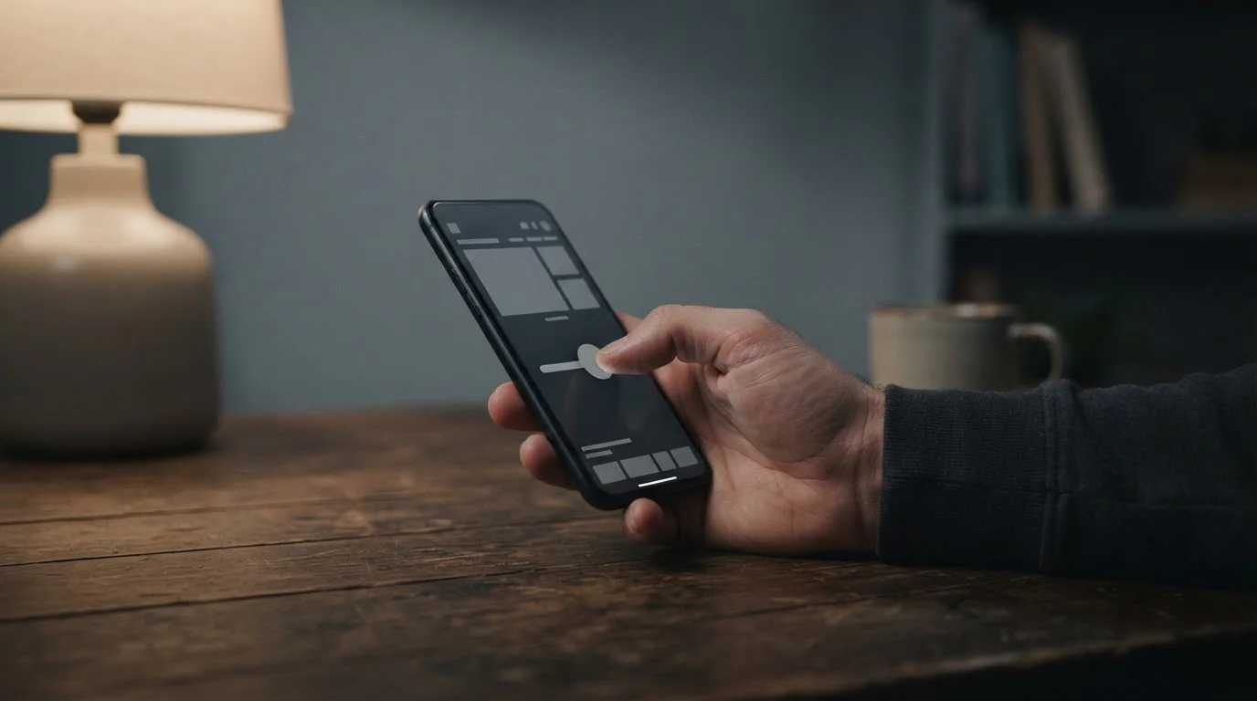 Hand stellt an einem Smartphone ein neutrales Limit ein