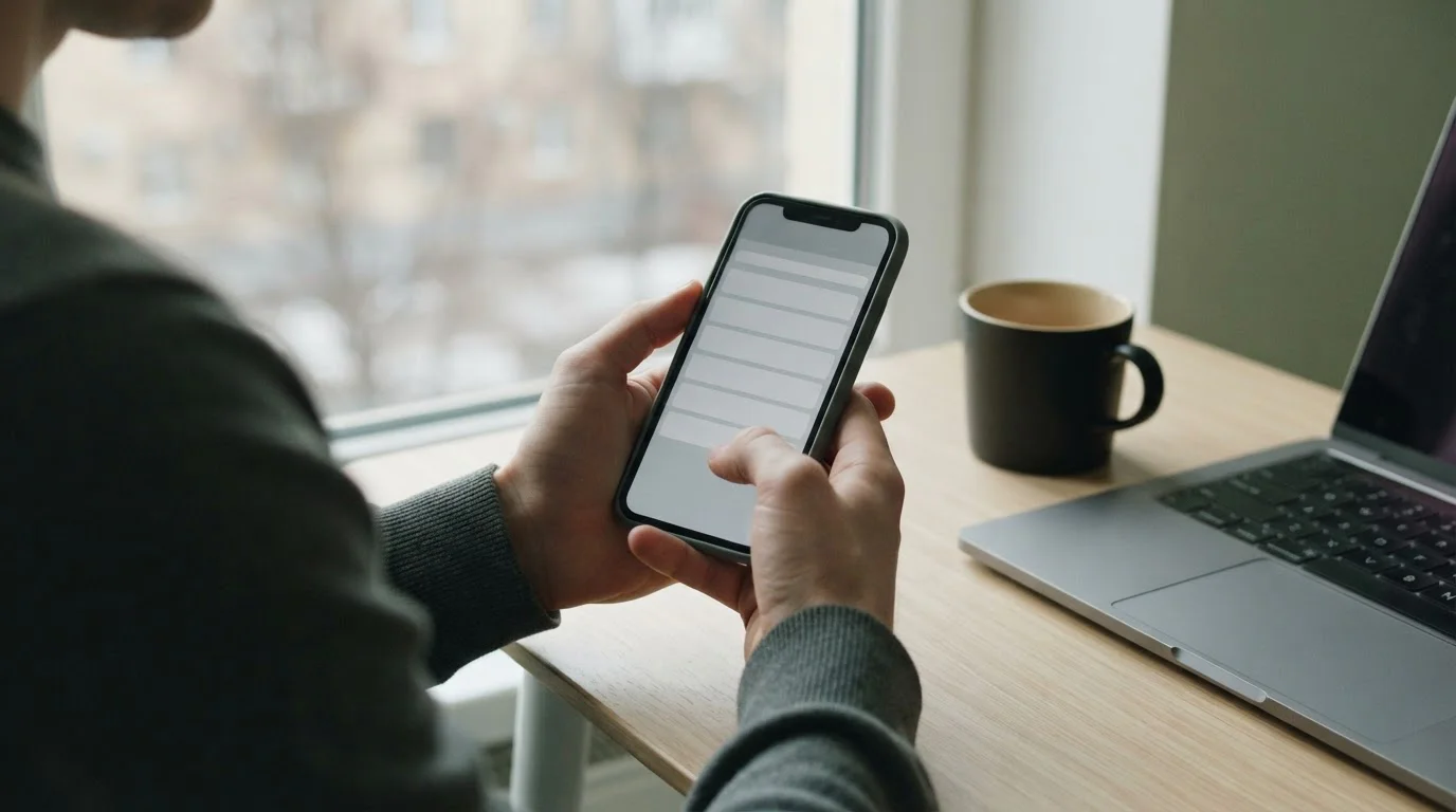 Hände am Smartphone vor Laptop symbolisieren digitale Zahlungsalternativen