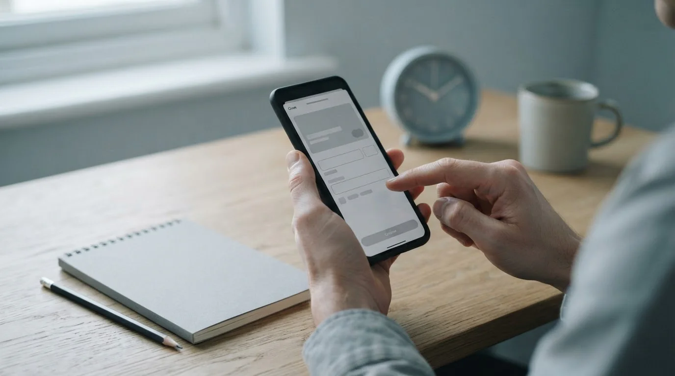 Smartphone mit Aircash-Voucher-Einzahlung und Auszahlungsübersicht am Schreibtisch