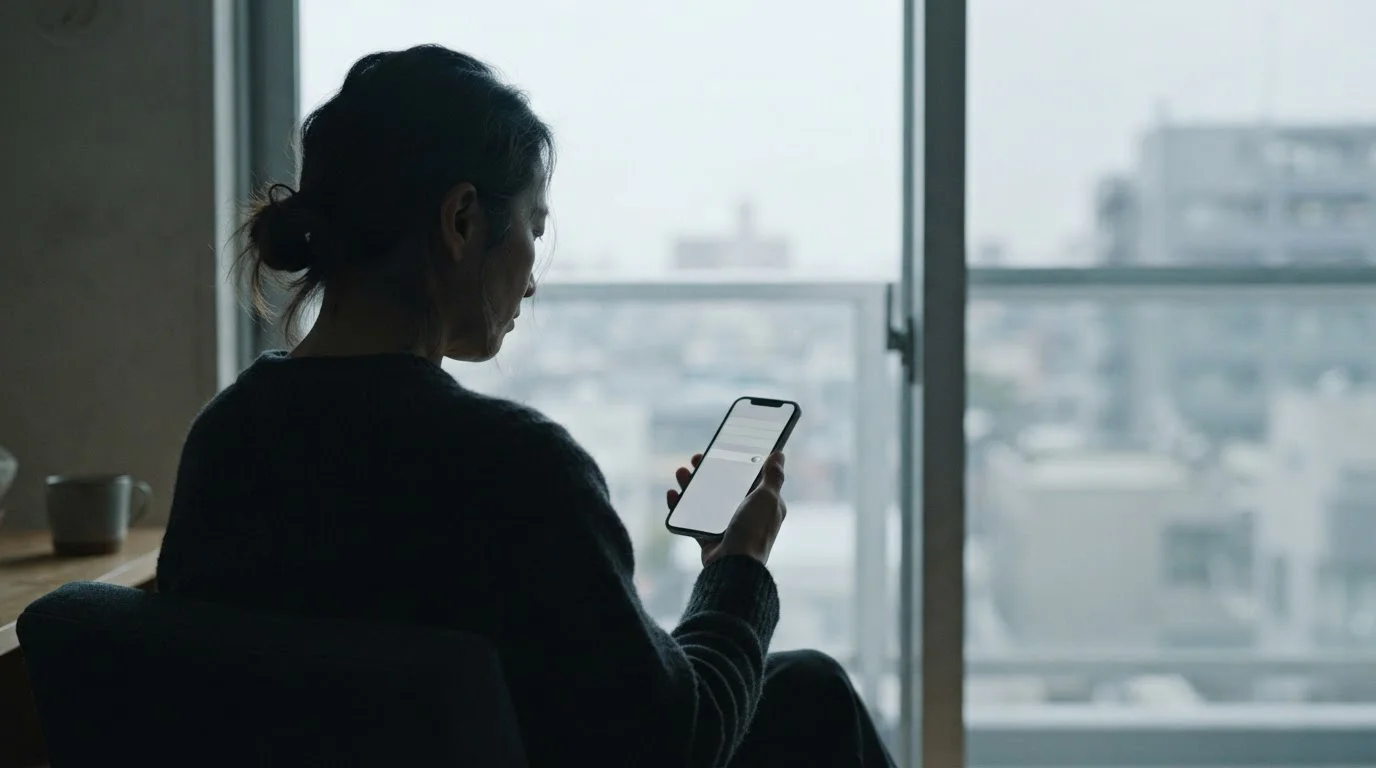 Silhouette einer Person am Fenster stellt Limit auf dem Smartphone ein