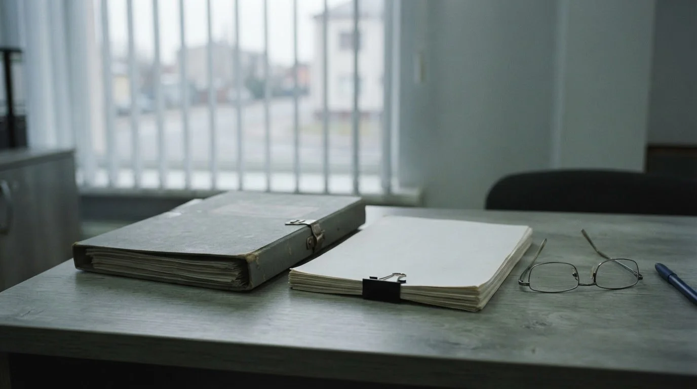 Behördlicher Aktenordner mit Whitelist-Dokumenten auf einem Schreibtisch