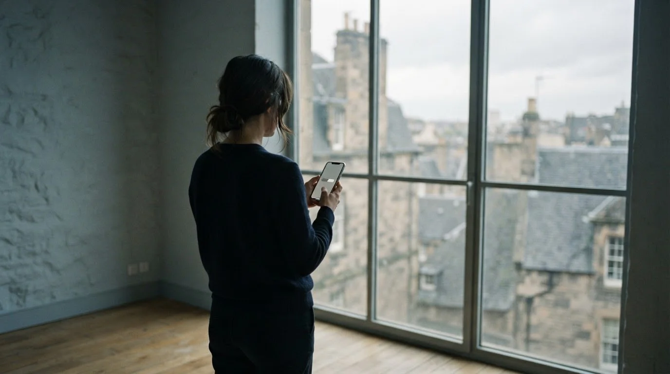 Person am Fenster stellt ein monatliches Einzahlungslimit ein