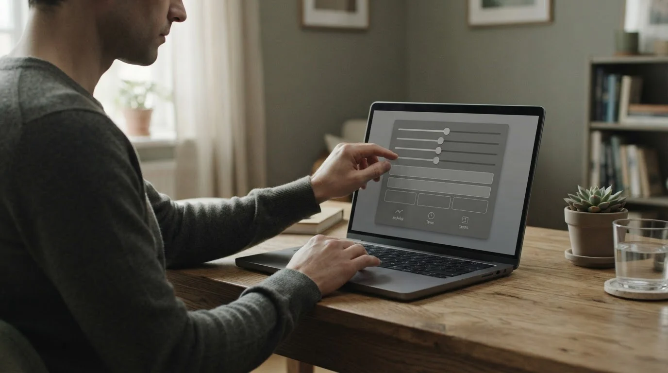 Hände stellen ein persönliches Limit an einem Laptop ein