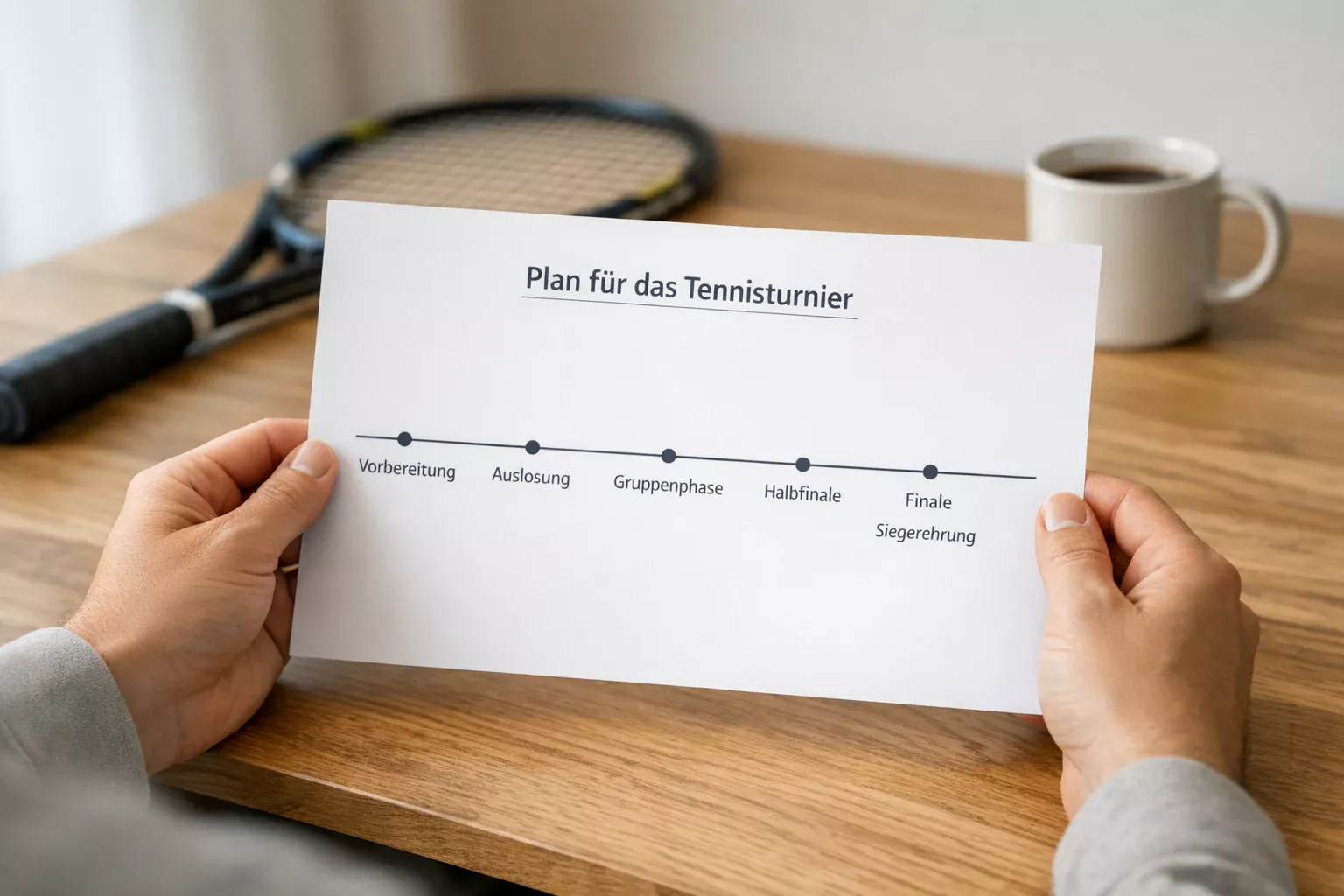 Person plant Wettstrategie mit Notizen und Tennisturnier-Zeitplan