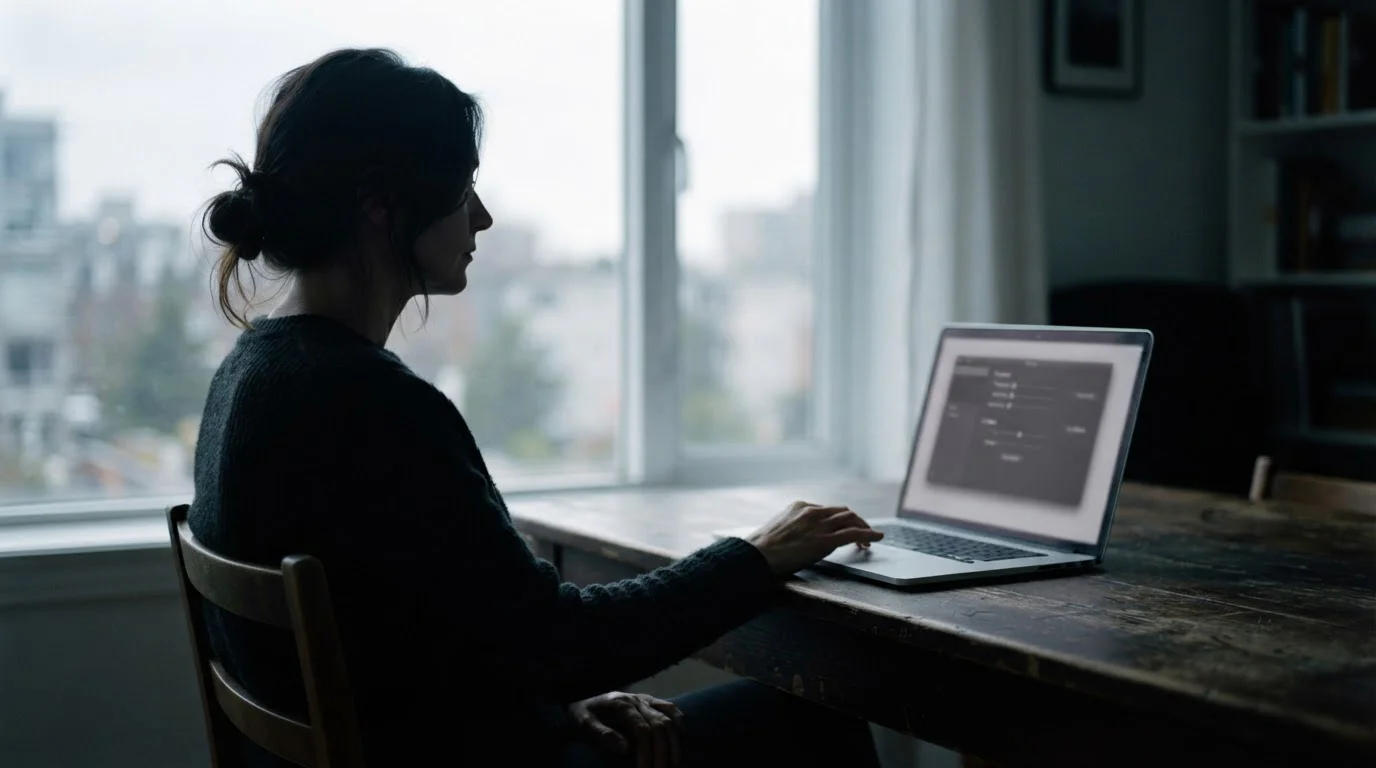 Silhouette einer Person am Fenster, die ein Einzahlungslimit auf dem Laptop einstellt