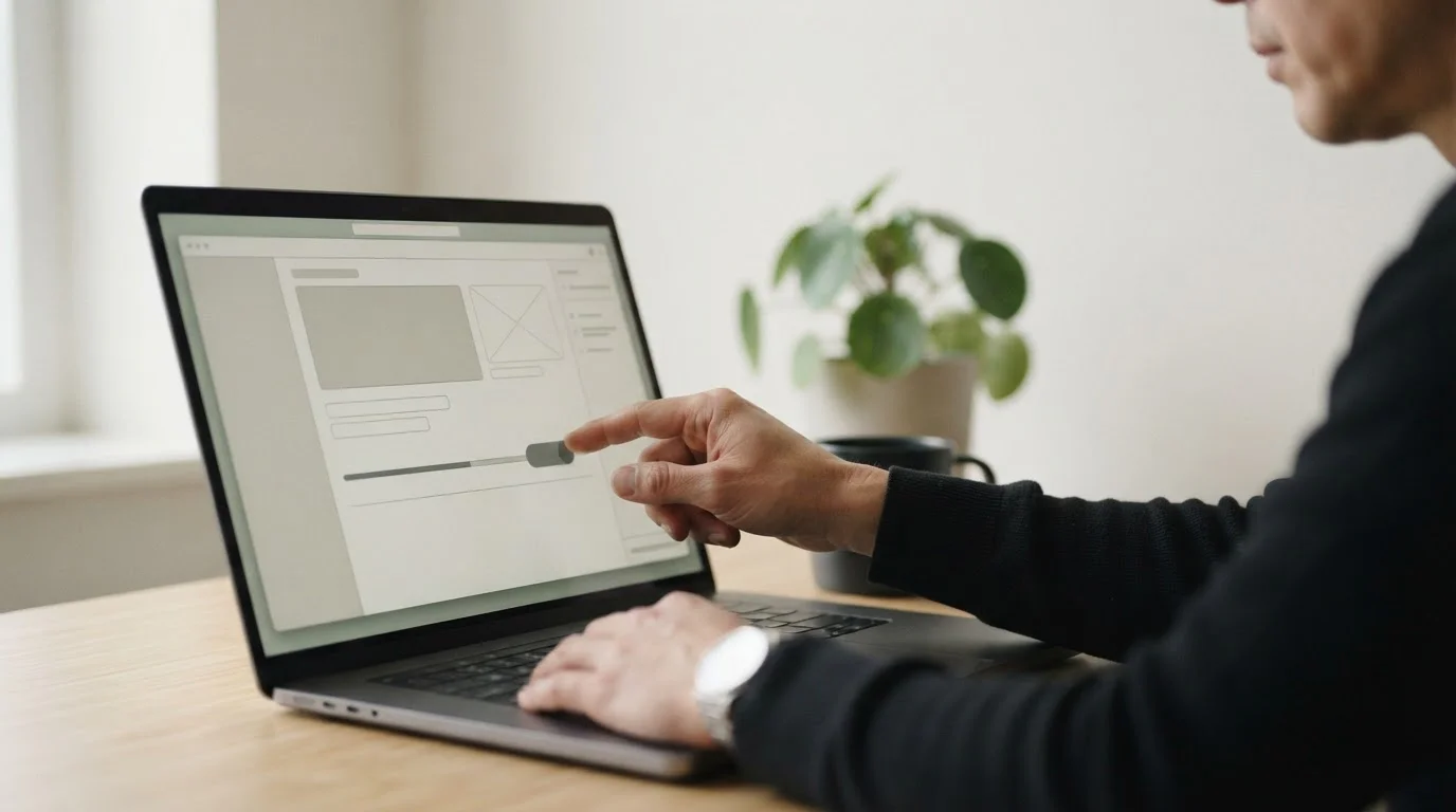 Hand stellt an einem Laptop ein neutrales Einzahlungslimit ein