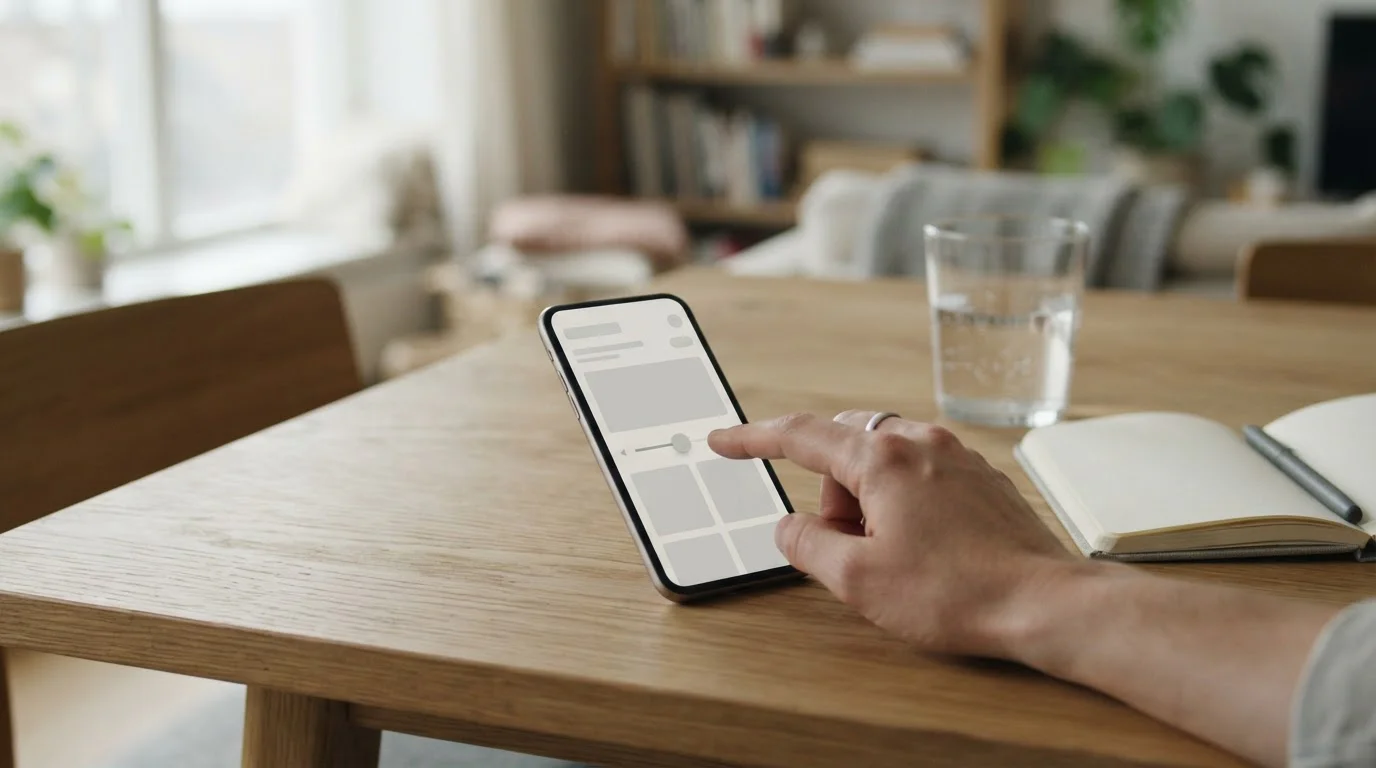 Hand stellt Limit an einem Smartphone in ruhiger Umgebung ein