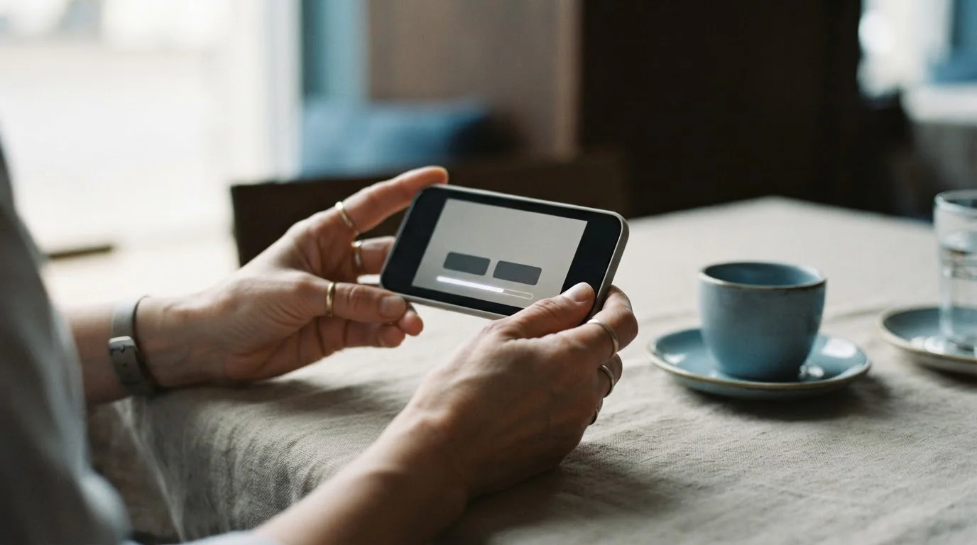 Hände am Smartphone beim Bestätigen einer Zahlungsfreigabe