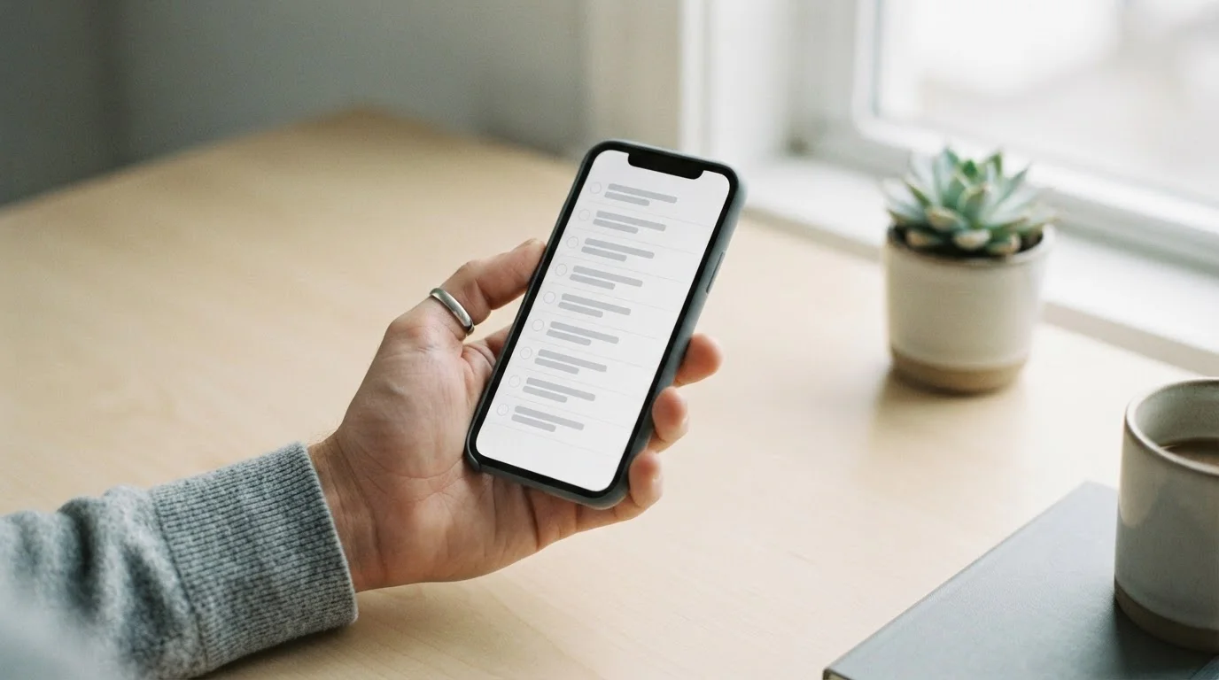 Smartphone mit abstrakter Auswahlliste von Zahlungsoptionen